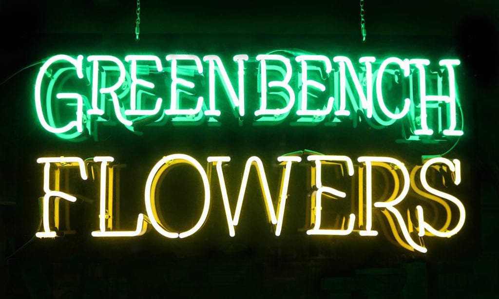 Green Bench Flowers