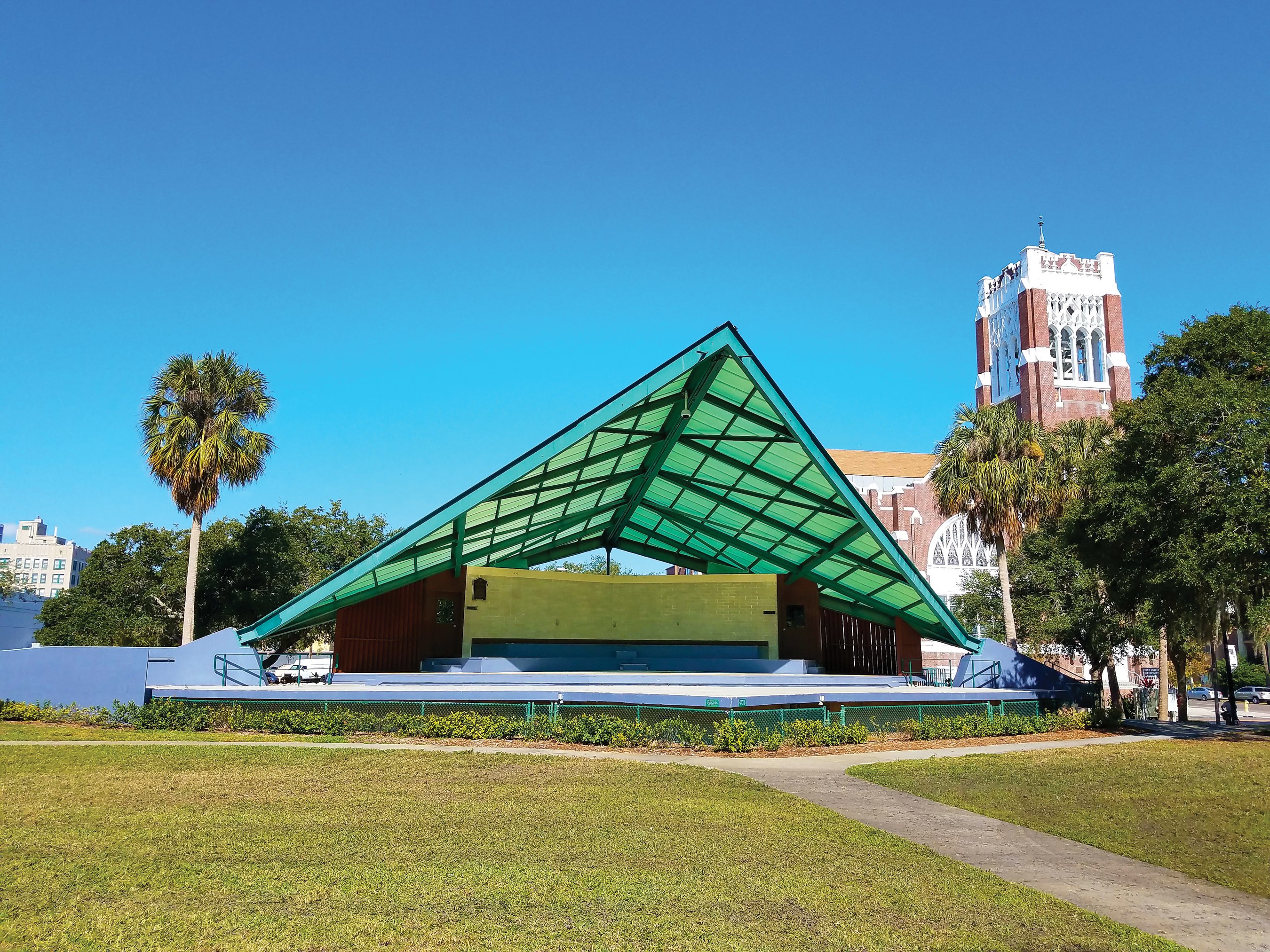 In 1954, modernist architect William Harvard won the American Institute of Architecture’s Award of Excellence for his design of the Williams Park band shell