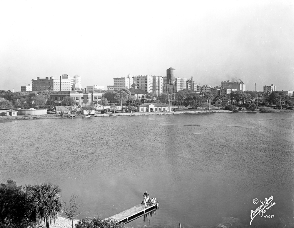 City skyline by Mirror Lake - Saint Petersburg, Florida. 1926. (State Archives of Florida)
