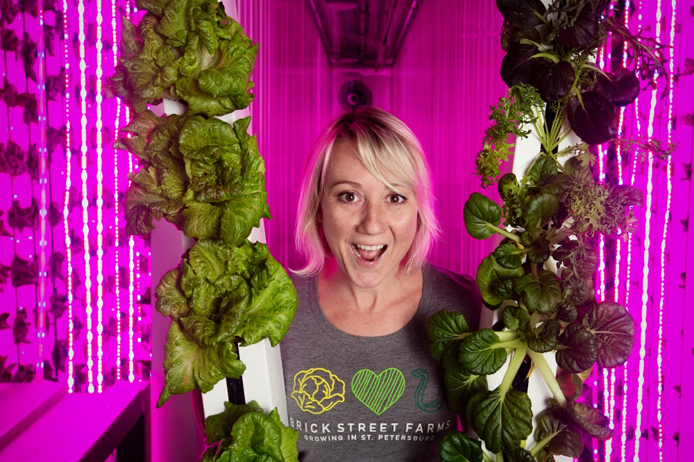 Co-founder of the indoor hydroponic Brick Street farms, Shannon O’Malley Photo by City of St. Petersburg