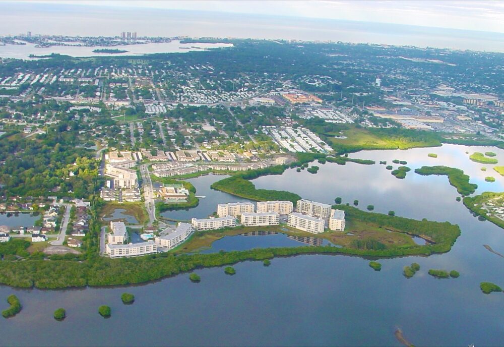 Aerial of The Shores of Long Bayou Condominiums. Photo by Ernie Franke.