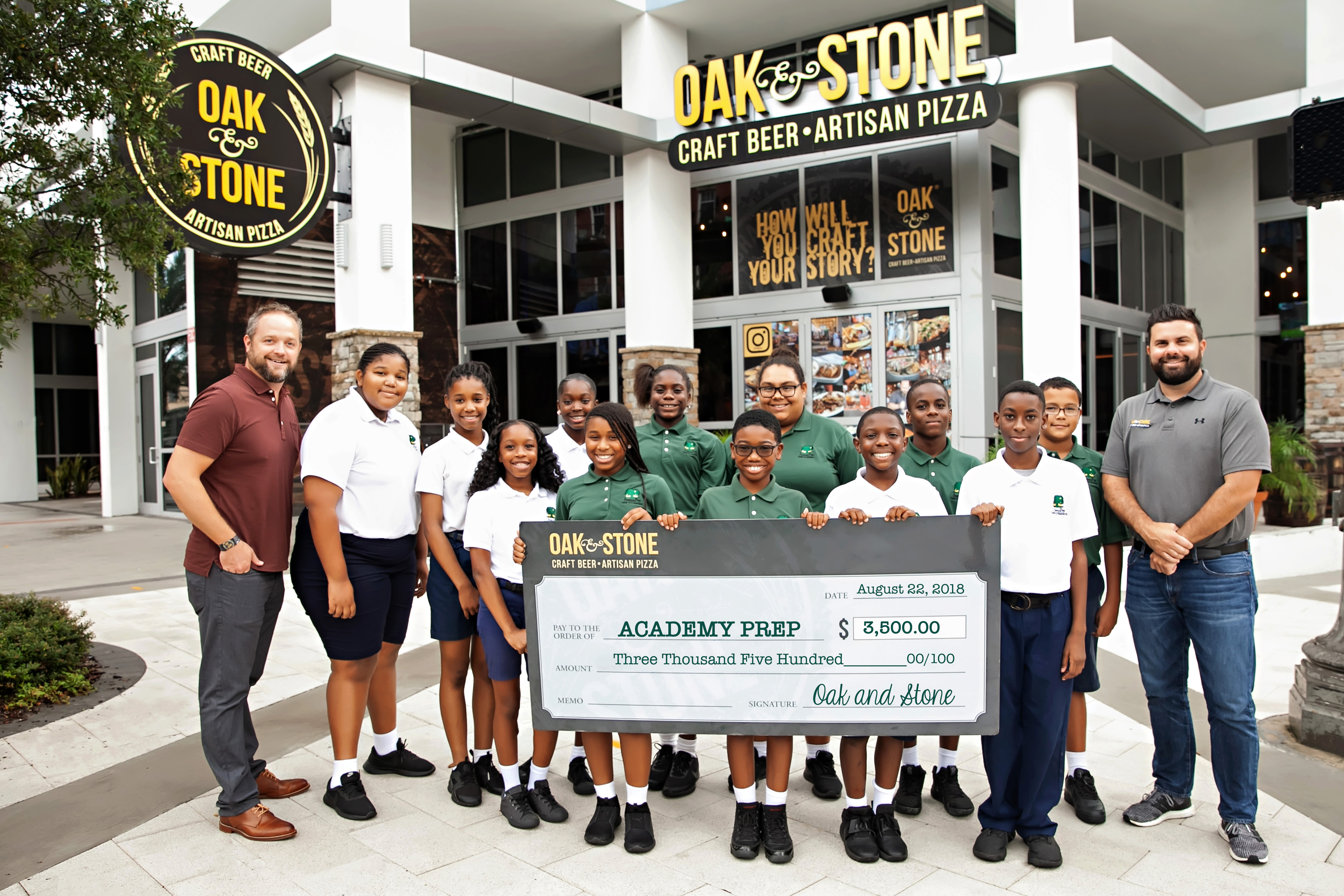 A portion of Oak & Stone sales benefit Academy Prep Center St. Petersburg. The nonprofit middle school serves low-income students and their families. 