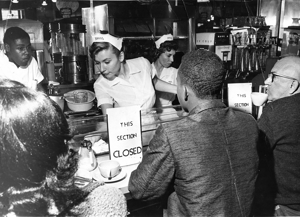 Employees of the Kress lunch counter in St. Petersburg close the counter during a sit-in on February 11, 1960. Image Courtesy of the Tampa Bay Times. On display at the Florida Holocaust Museum 9/7/19-9/1/20.