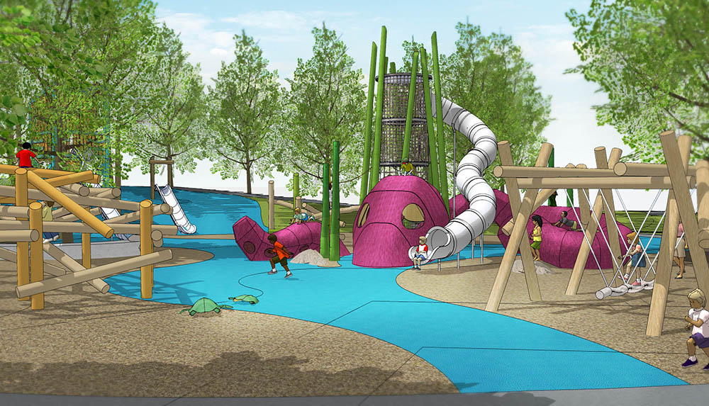 Rendering of the new Pier’s family park and kids play area. Renderings courtesy of St. Pete PierTM
