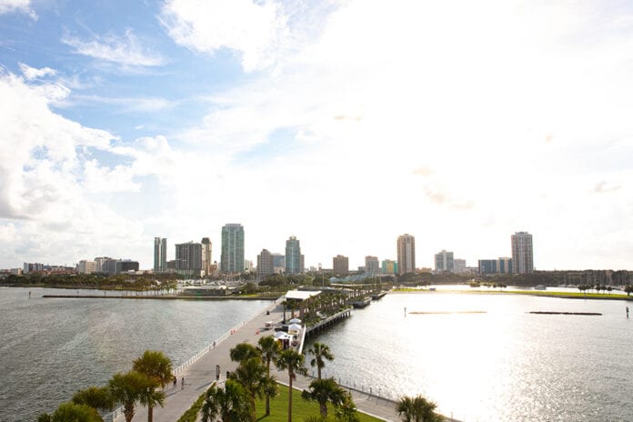 View of downtown St. Pete from the New St. Pete Pier head.