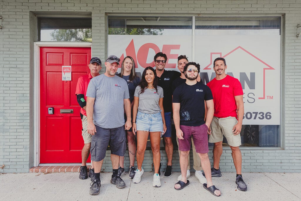 Ace Handyman Services team from left to right: Geroge Bailey, Erik Bailey (no relation), Sarah Connell, Gisela Porcelli, Jonathan Porcelli, Anthony Falcon, Caleb Platt, and Marcos Pecina. Photos by Musaweron Photography