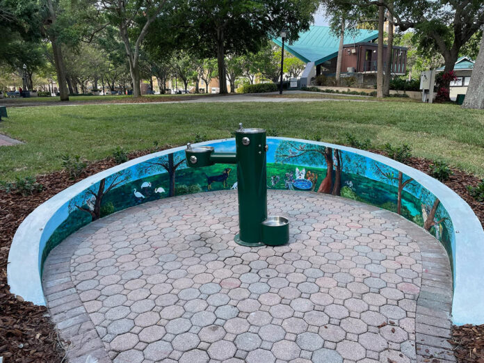 Drinking fountain and mural paid for with funds from a Neighborhood Partnership Grant. Photos via St. Pete DNA Facebook Page